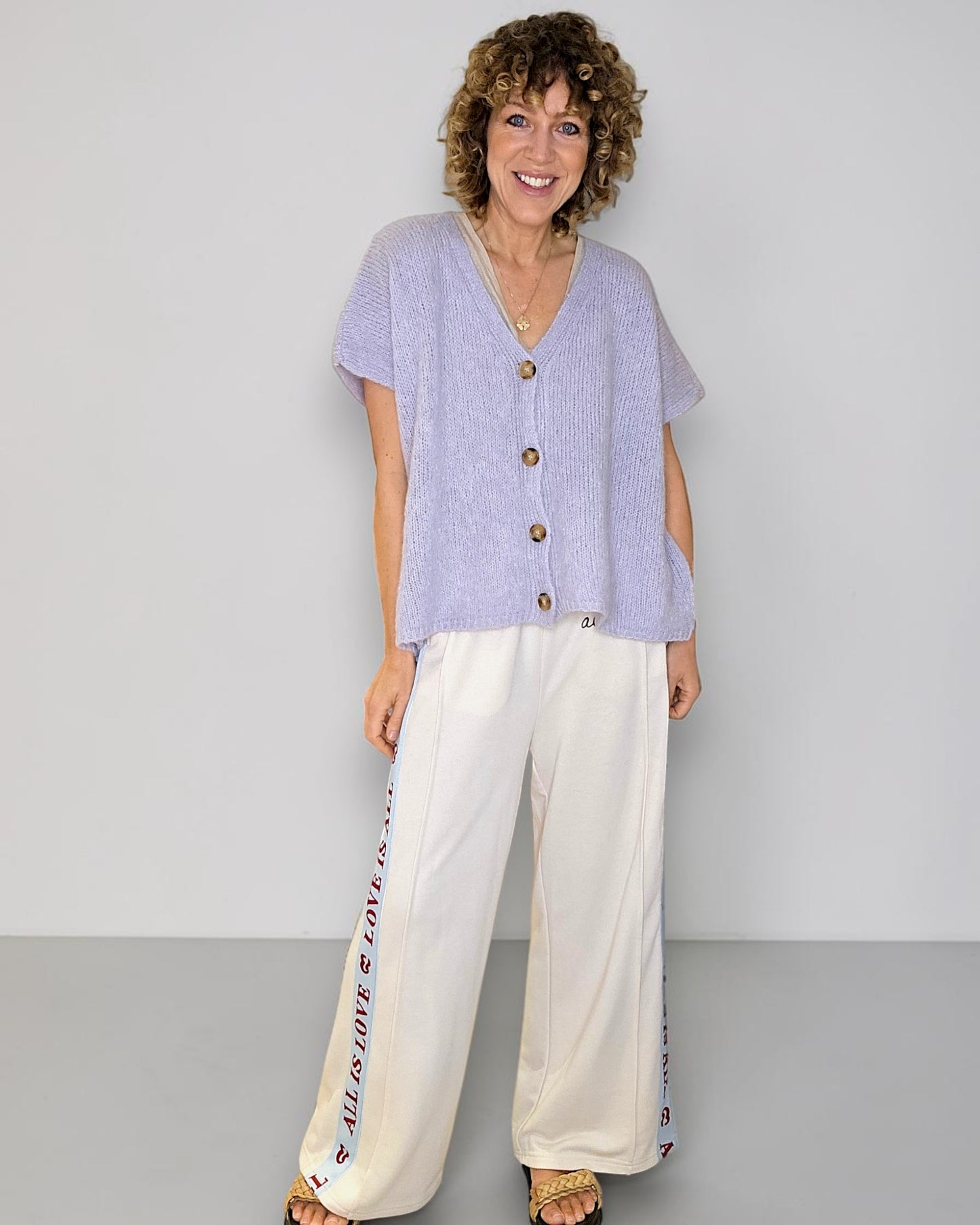 Lavender Mohair Blend V-Neck Vest