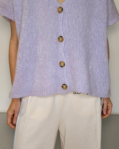 Lavender Mohair Blend V-Neck Vest