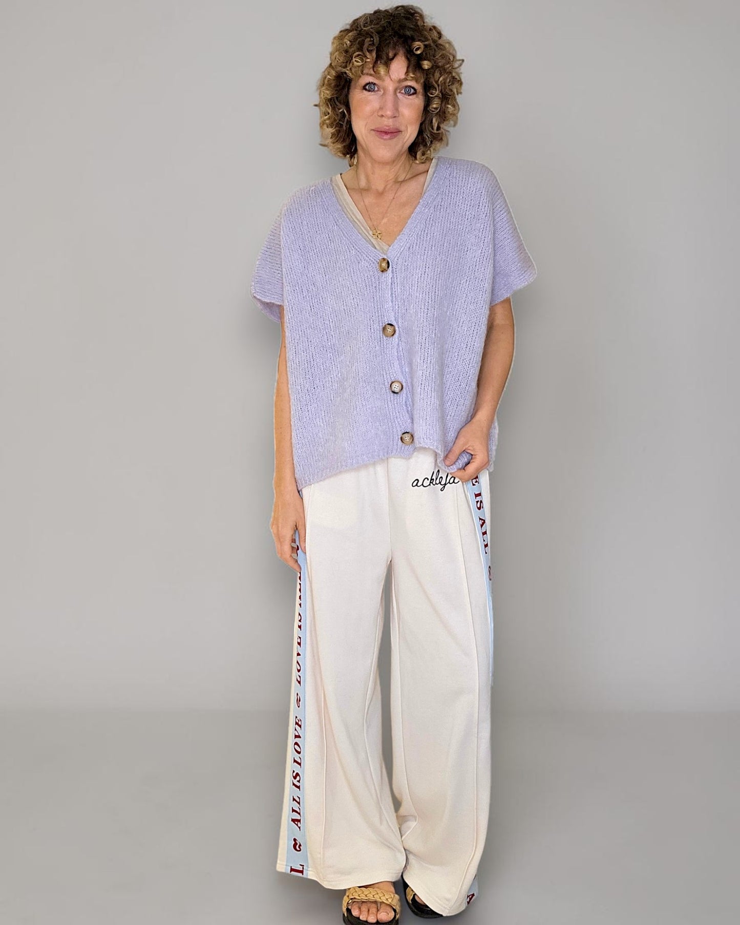 Lavender Mohair Blend V-Neck Vest