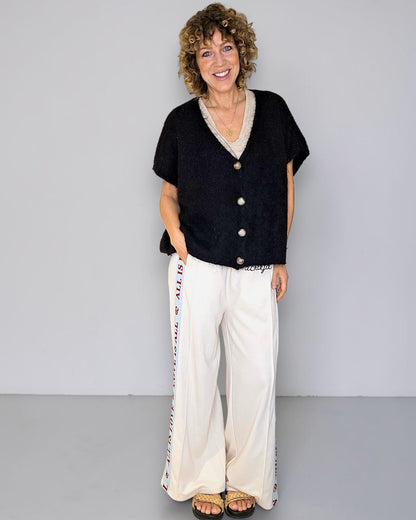 Black Mohair Blend V-Neck Vest