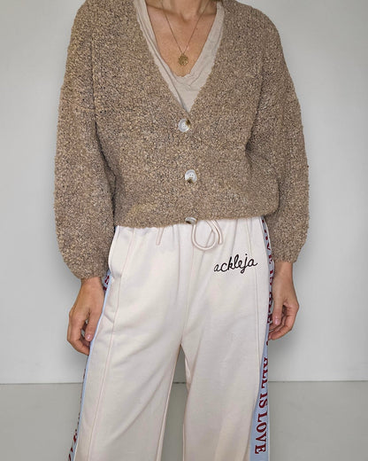 Caramel Chenille Cropped Cardigan