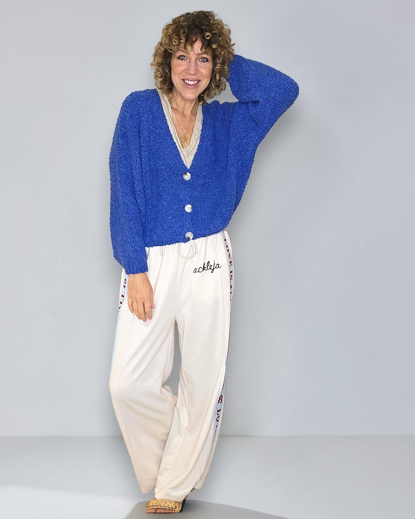 Cobalt Chenille Cropped Cardigan