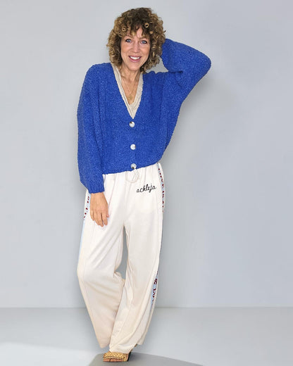 Cobalt Chenille Cropped Cardigan