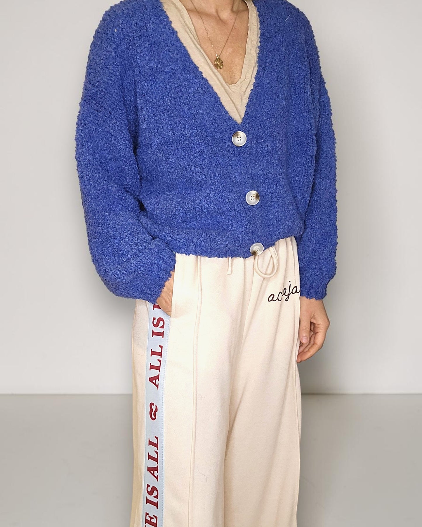 Cobalt Chenille Cropped Cardigan