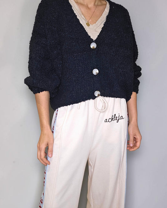 Midnight Navy Chenille Cropped Cardigan