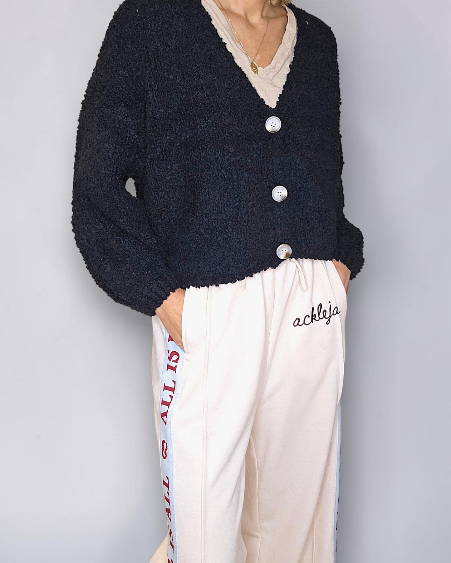 Midnight Navy Chenille Cropped Cardigan