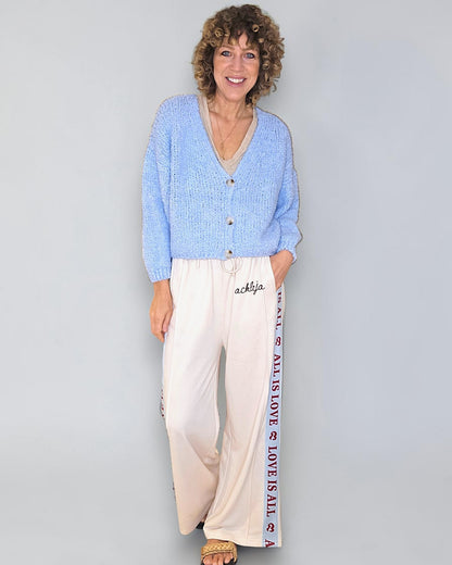 Baby Blue Chenille Cropped Cardigan