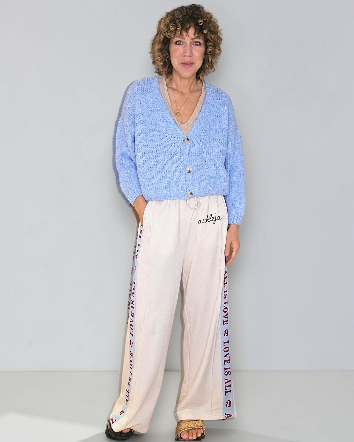 Baby Blue Chenille Cropped Cardigan