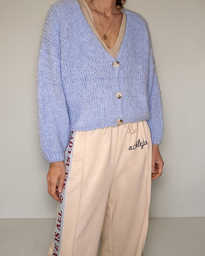 Baby Blue Chenille Cropped Cardigan