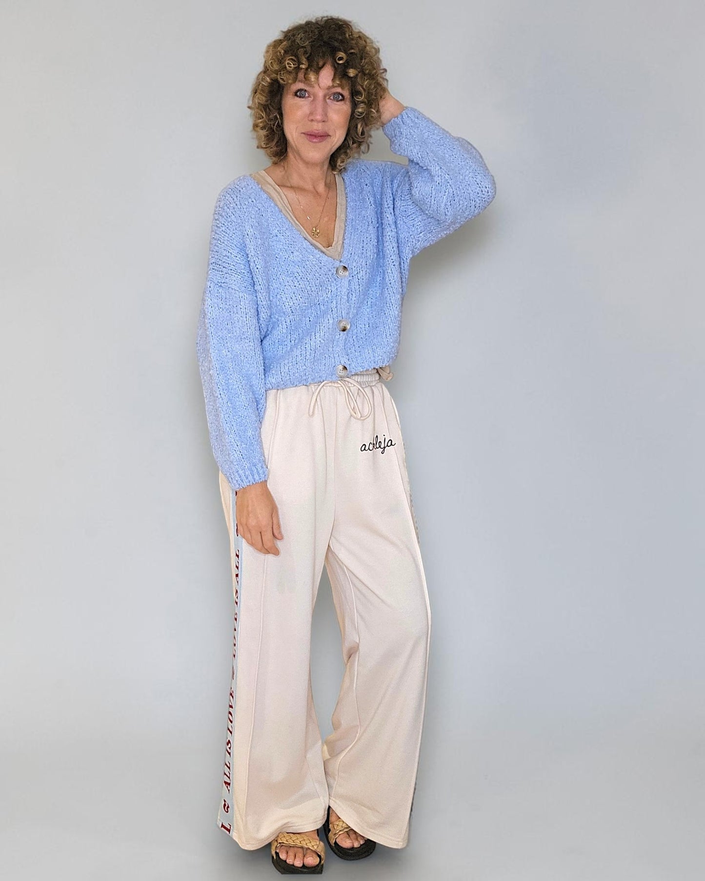 Baby Blue Chenille Cropped Cardigan