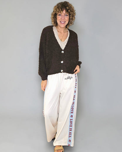 Drk Coffee Chenille Cropped Cardigan