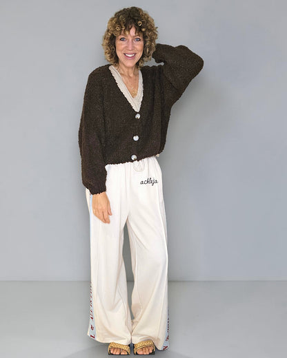 Drk Coffee Chenille Cropped Cardigan
