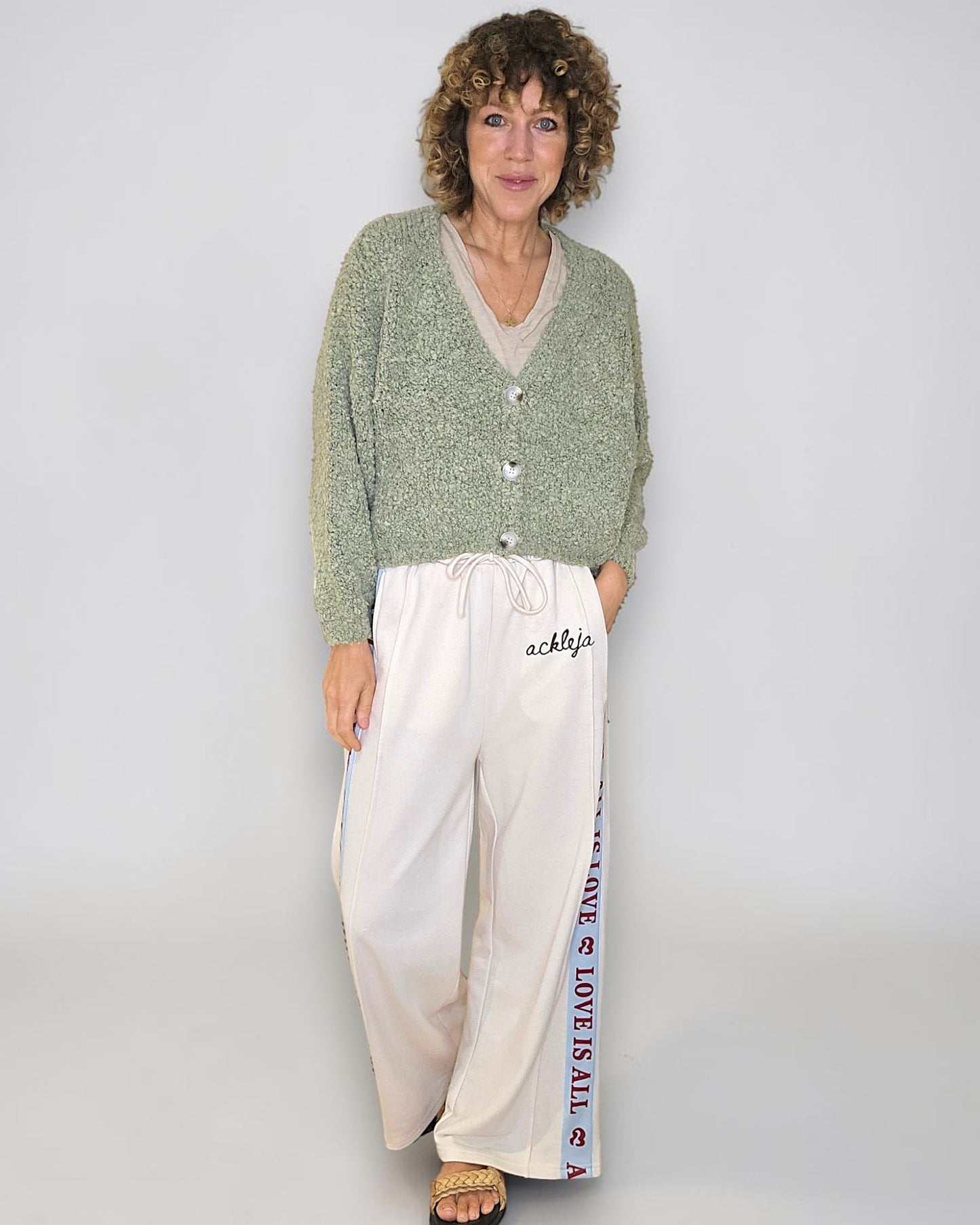 Sage Merle Chenille Cropped Cardigan