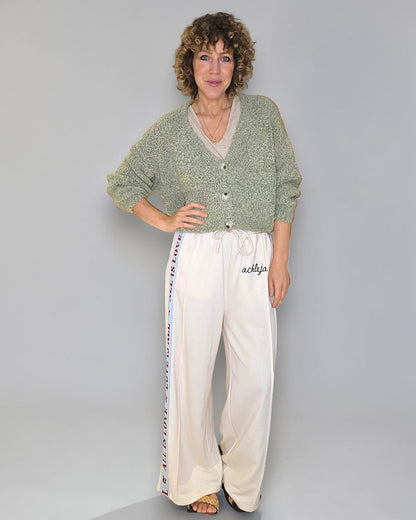 Sage Merle Chenille Cropped Cardigan