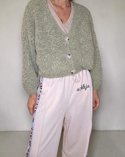 Sage Merle Chenille Cropped Cardigan