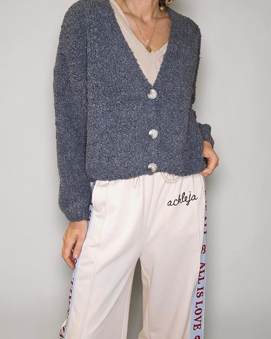 Charcoal Chenille Cropped Cardigan