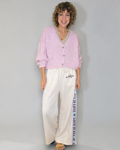 Baby Pink Chenille Cropped Cardigan