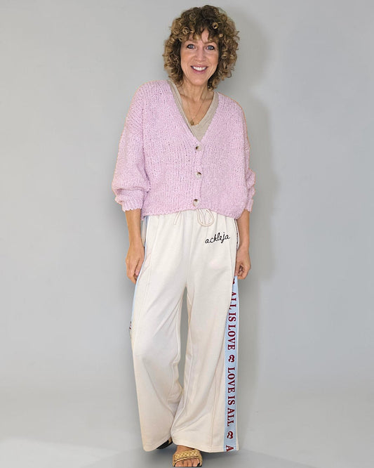 Baby Pink Chenille Cropped Cardigan