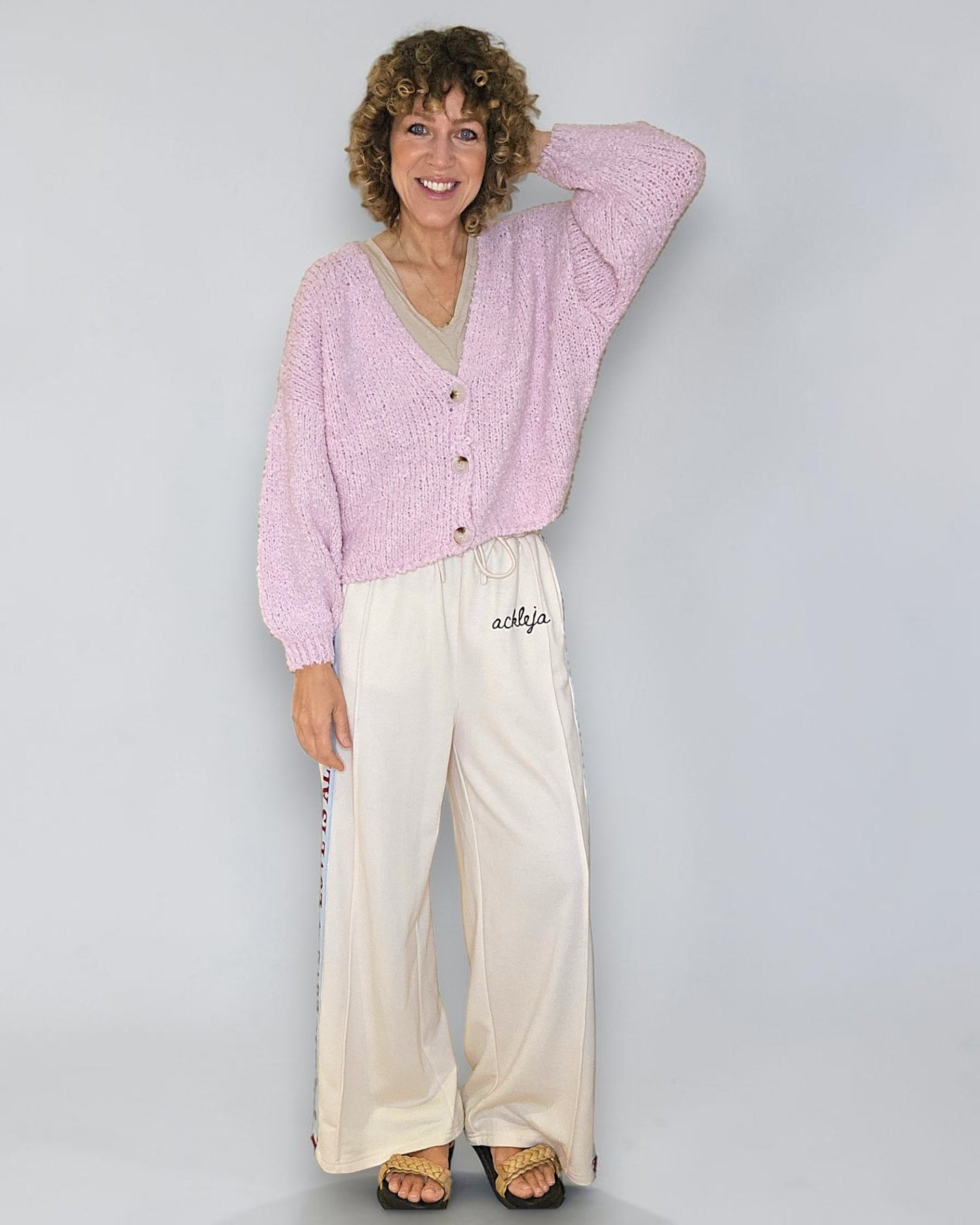 Baby Pink Chenille Cropped Cardigan