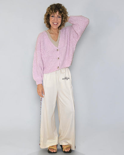 Baby Pink Chenille Cropped Cardigan