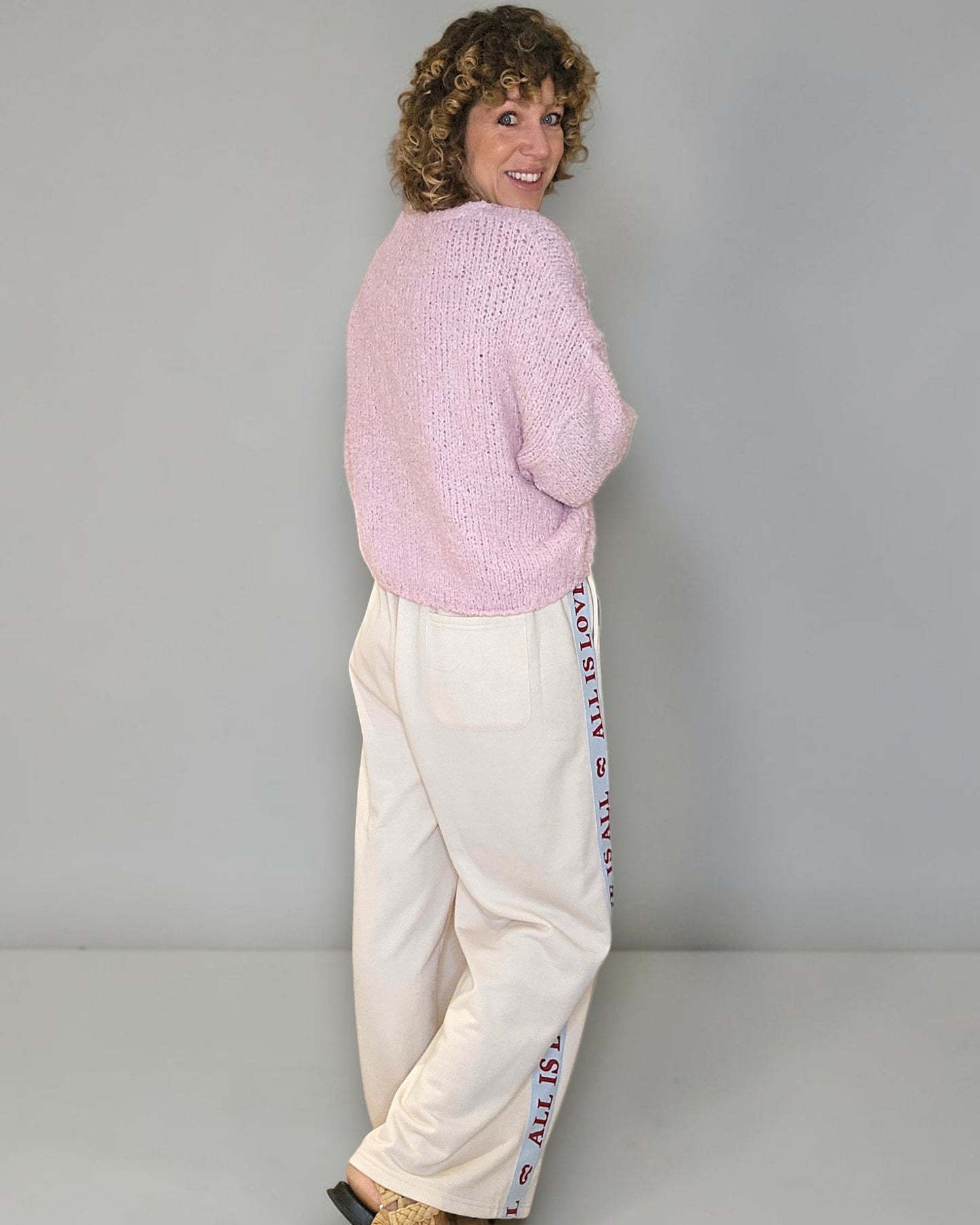 Baby Pink Chenille Cropped Cardigan