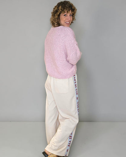 Baby Pink Chenille Cropped Cardigan