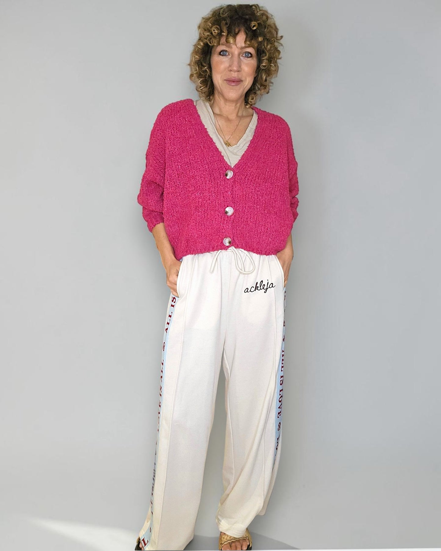 Hot Pink Chenille Cropped Cardigan