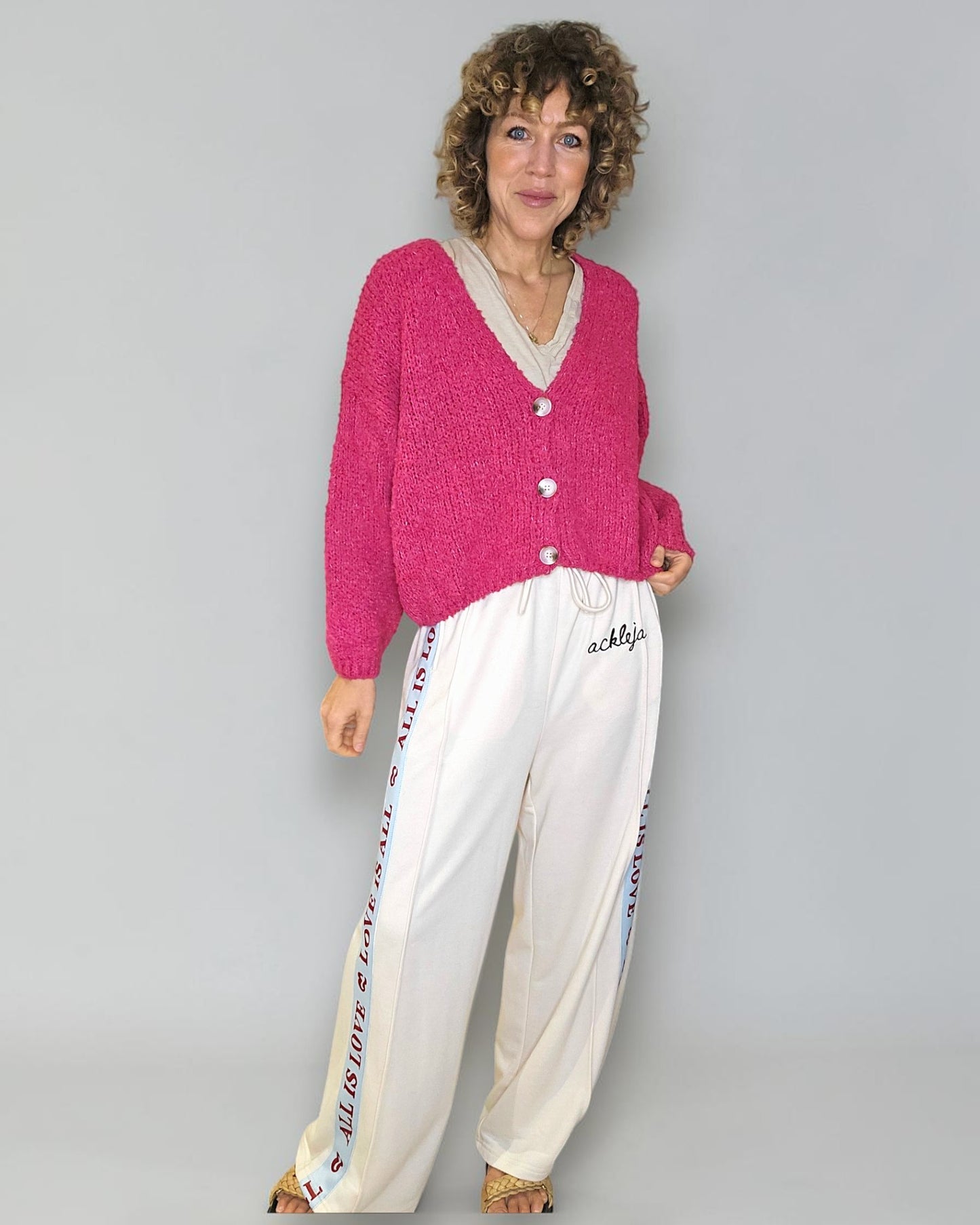 Hot Pink Chenille Cropped Cardigan
