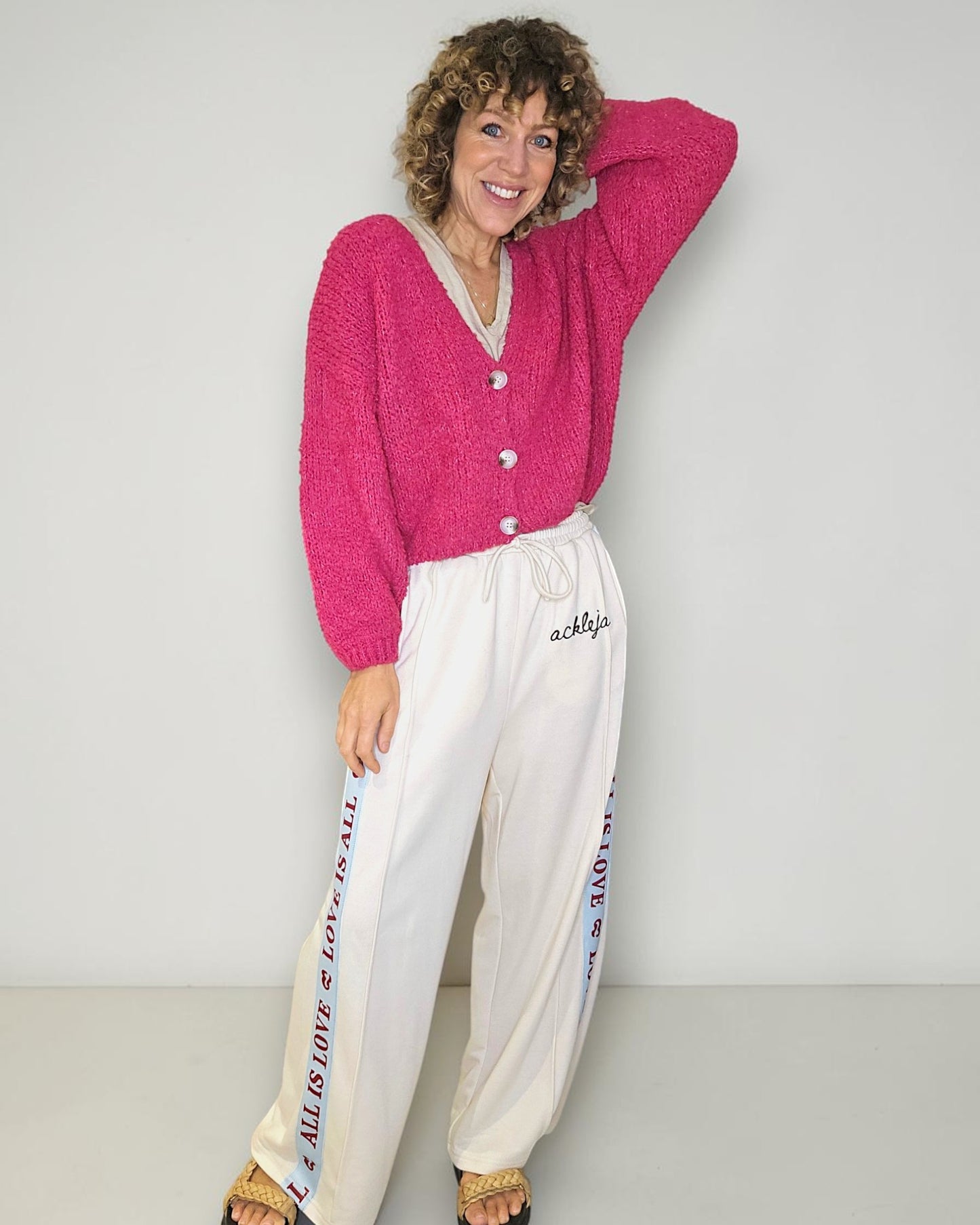 Hot Pink Chenille Cropped Cardigan