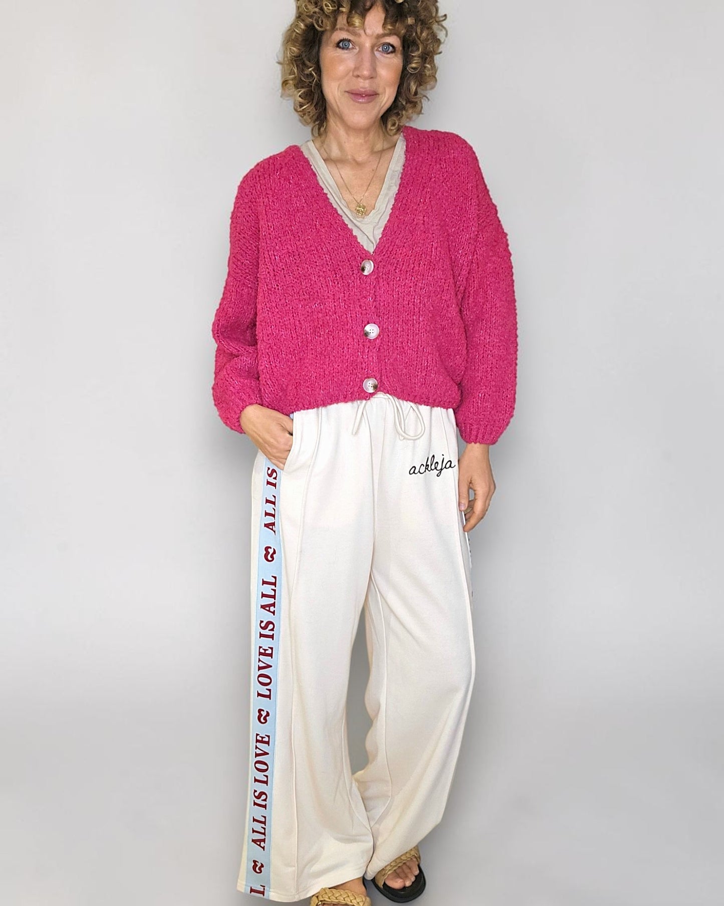 Hot Pink Chenille Cropped Cardigan