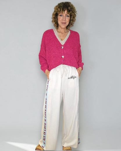 Hot Pink Chenille Cropped Cardigan