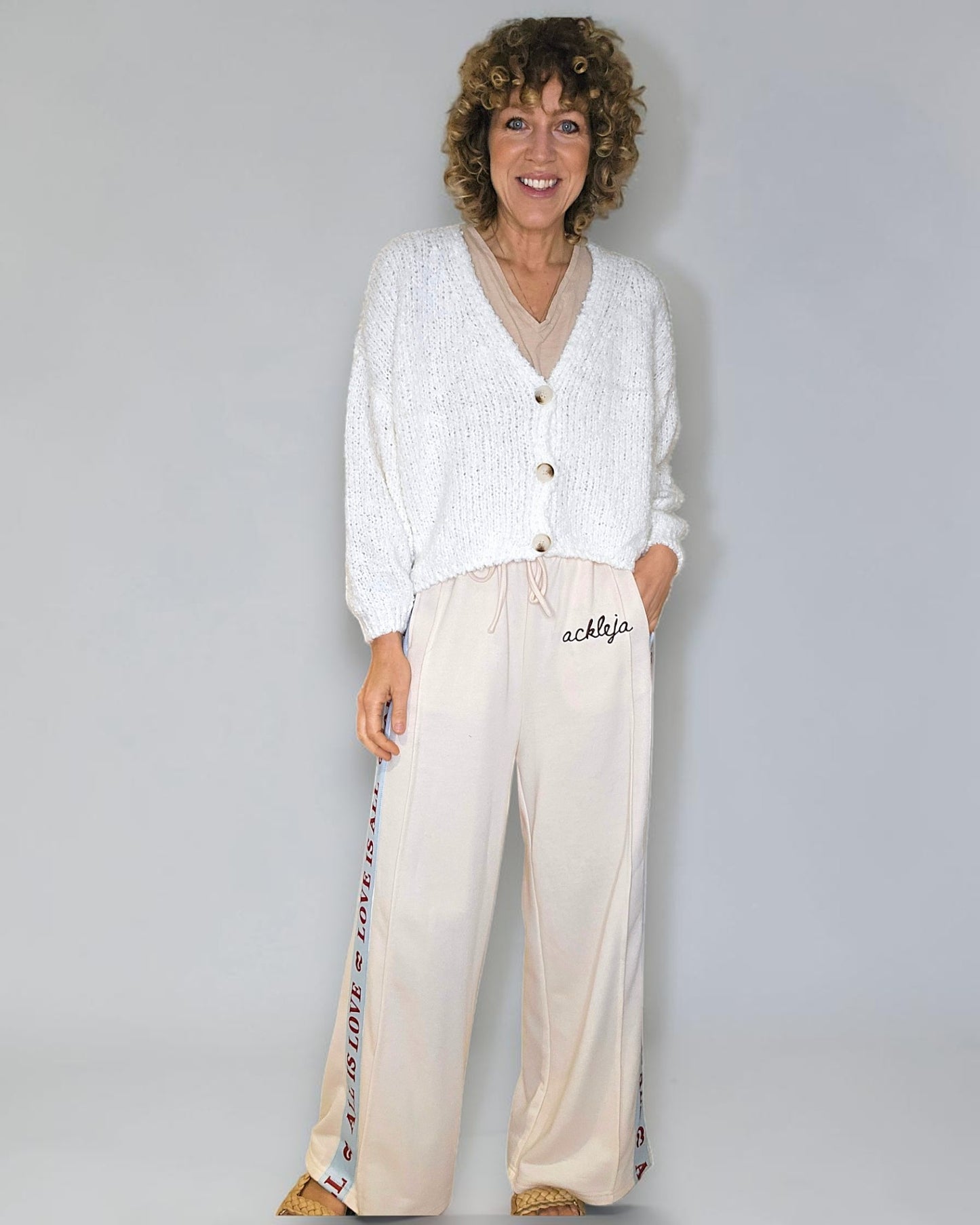 White Chenille Cropped Cardigan