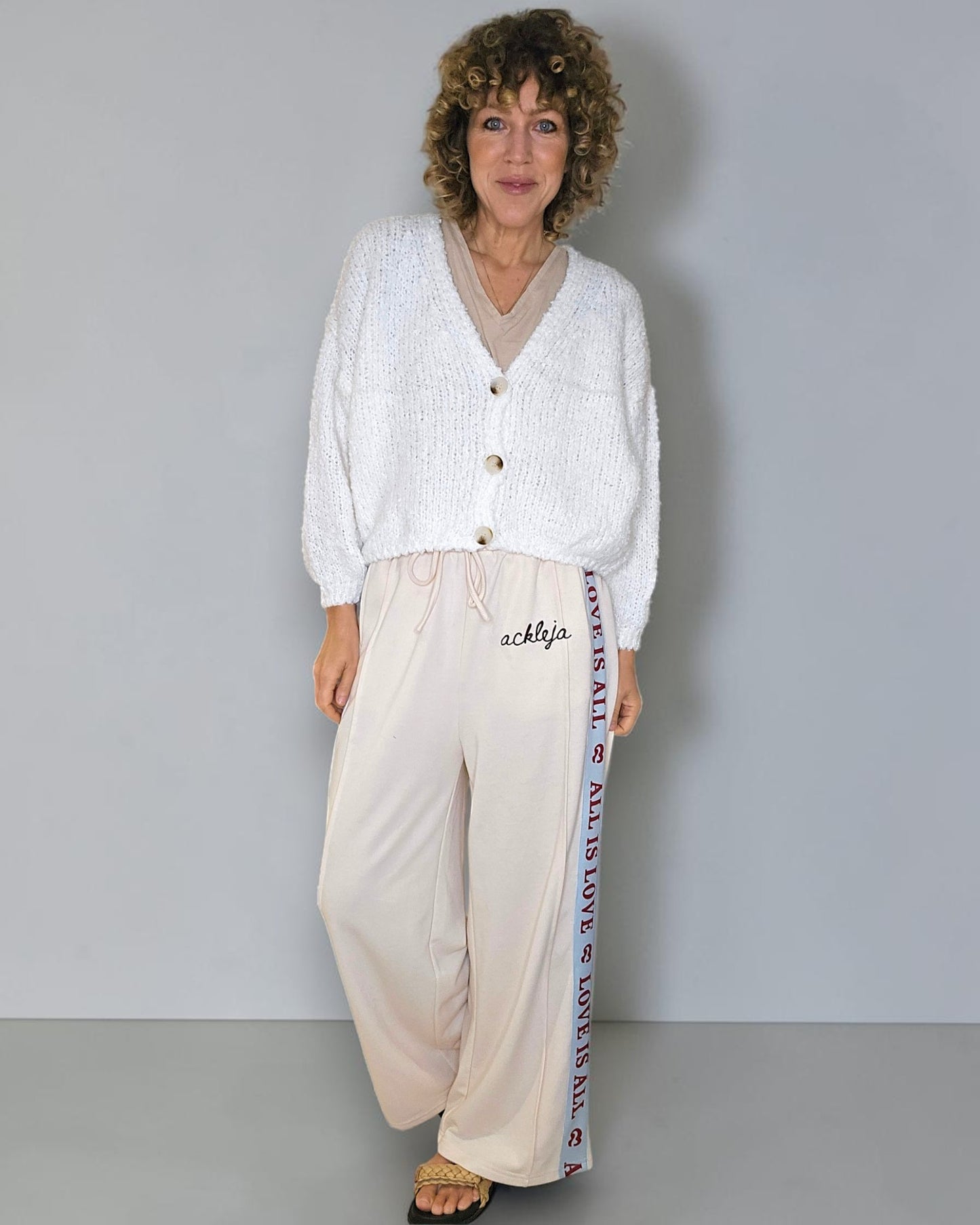 White Chenille Cropped Cardigan
