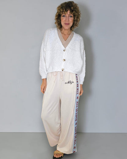 White Chenille Cropped Cardigan