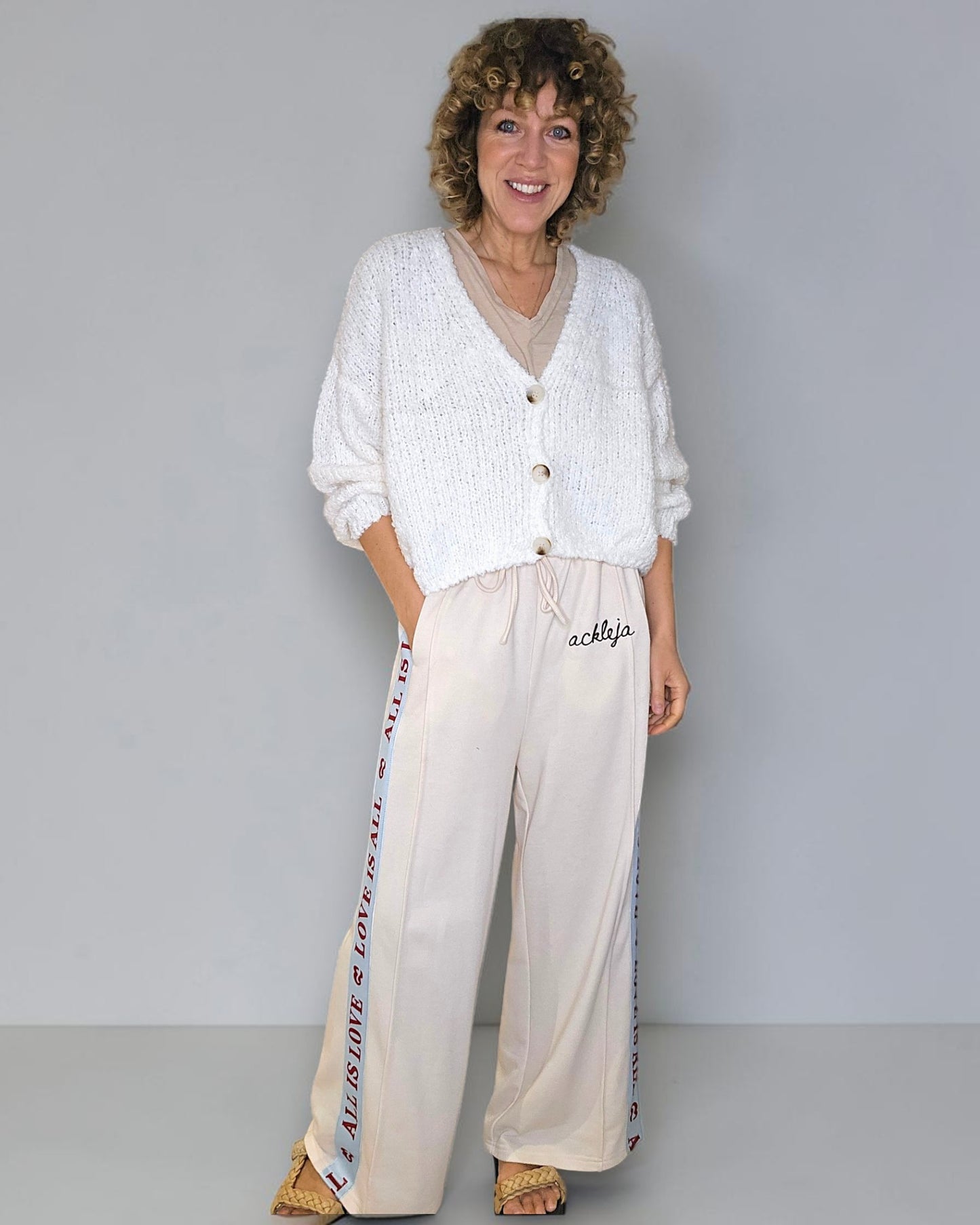 White Chenille Cropped Cardigan