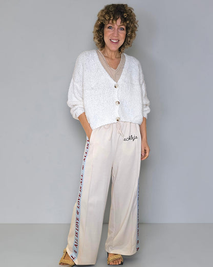 White Chenille Cropped Cardigan
