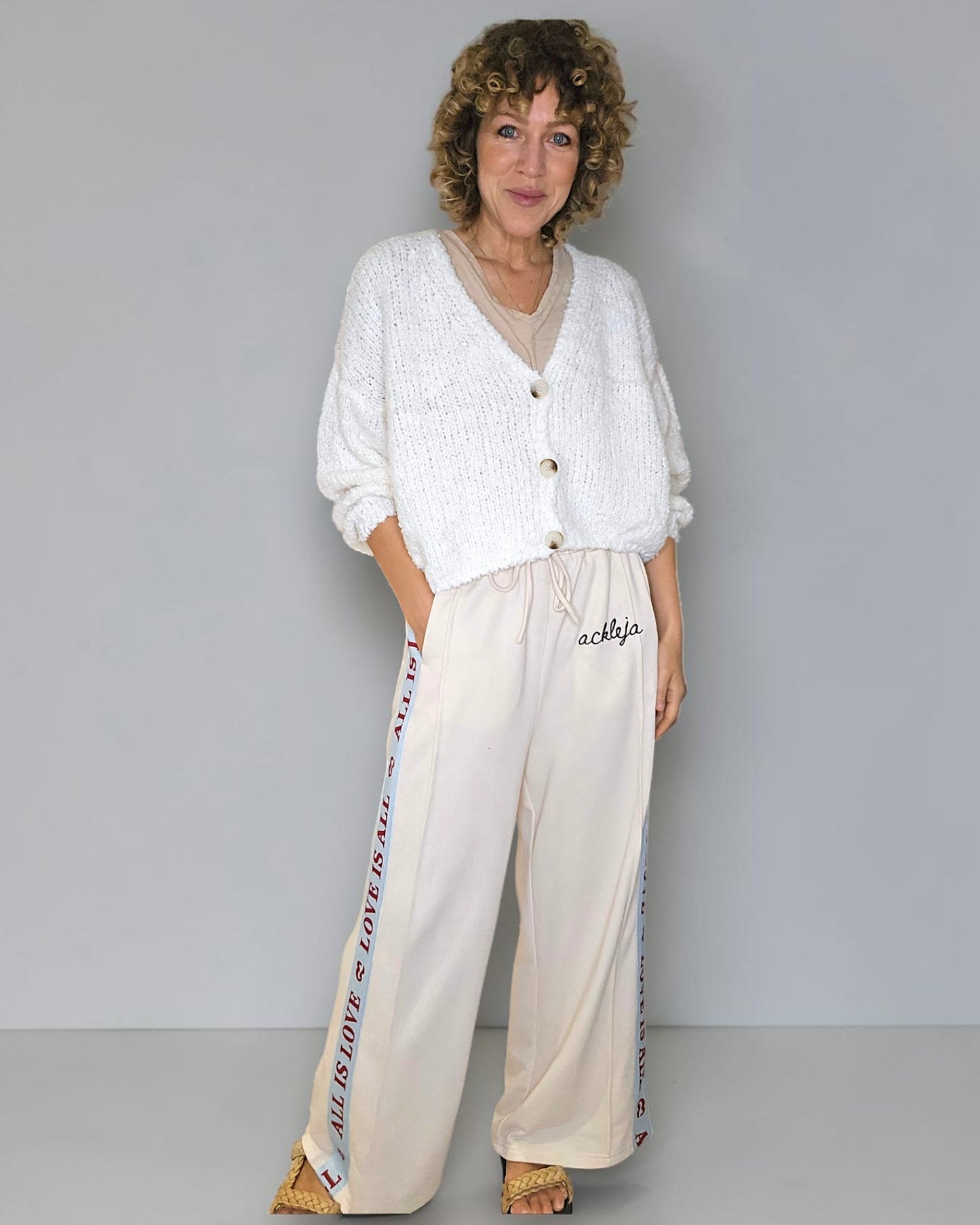 White Chenille Cropped Cardigan