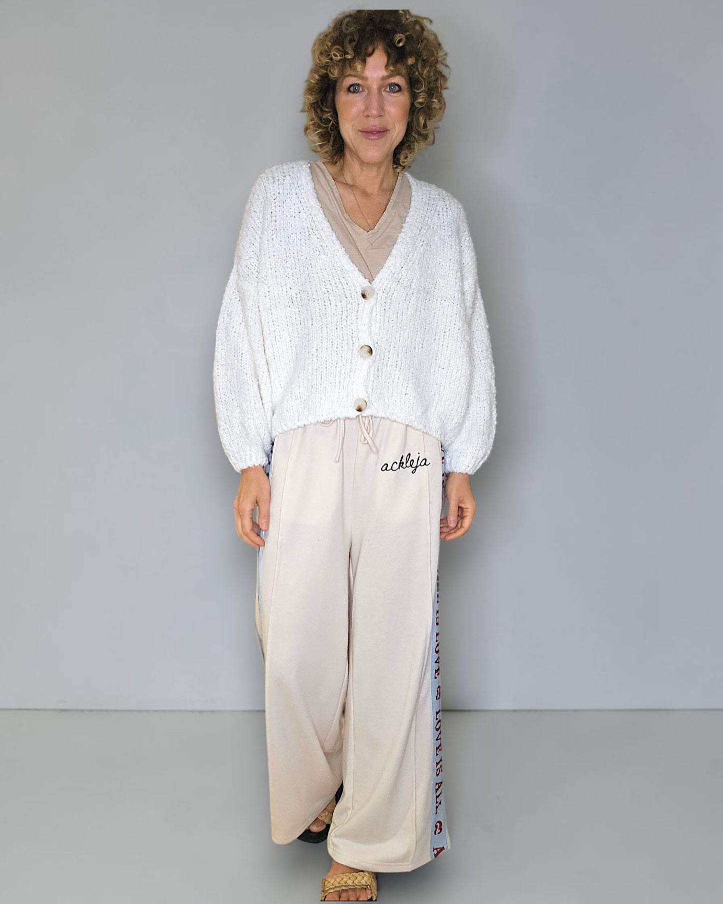 White Chenille Cropped Cardigan