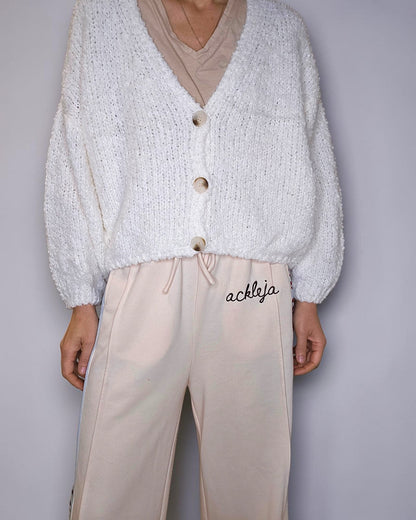 White Chenille Cropped Cardigan