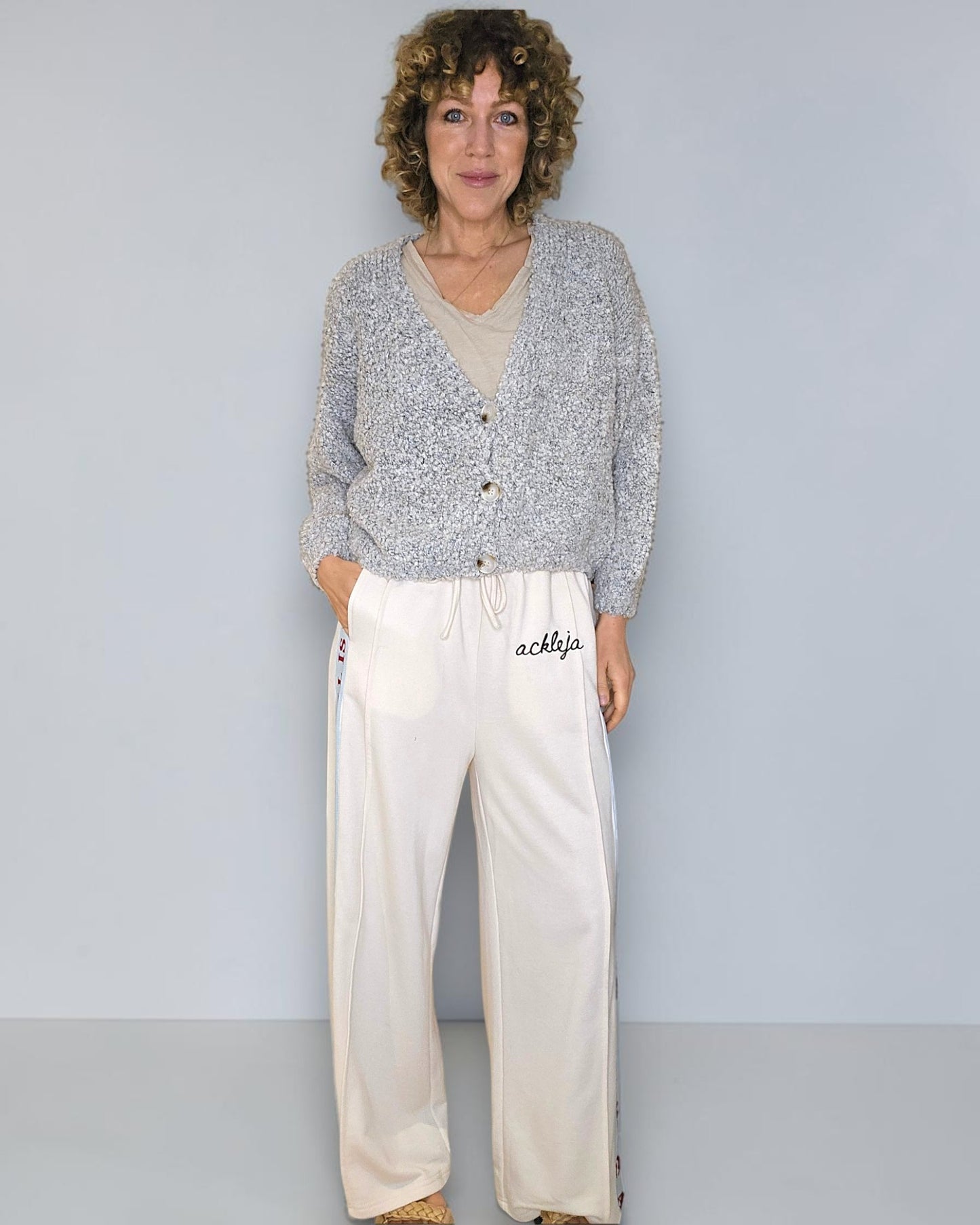Cream Merle 2 tone Chenille Cropped Cardigan