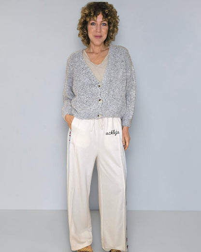Cream Merle 2 tone Chenille Cropped Cardigan