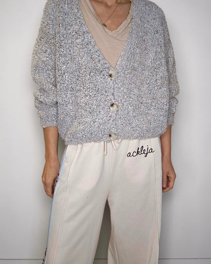 Cream Merle 2 tone Chenille Cropped Cardigan