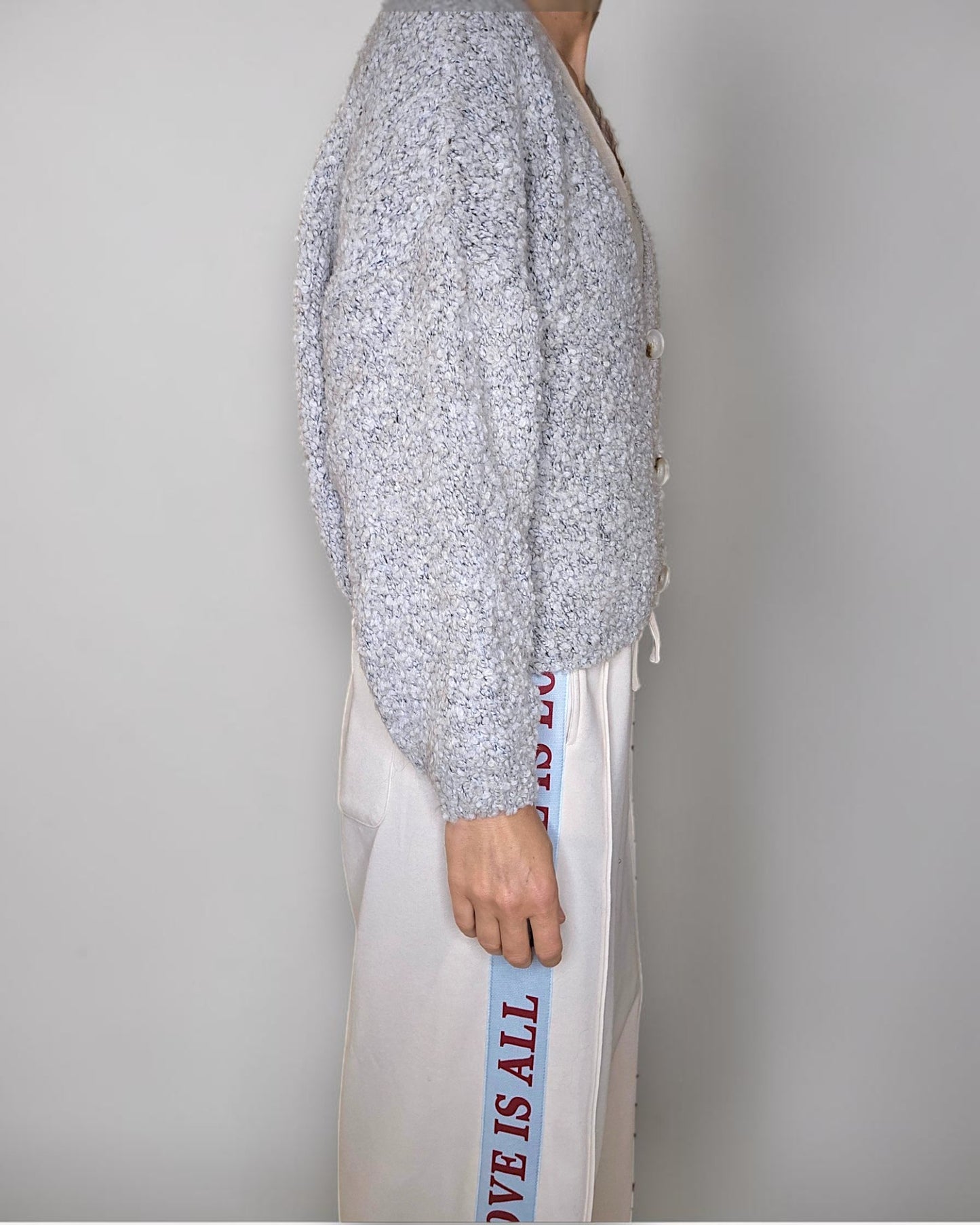 Cream Merle 2 tone Chenille Cropped Cardigan