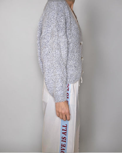 Cream Merle 2 tone Chenille Cropped Cardigan