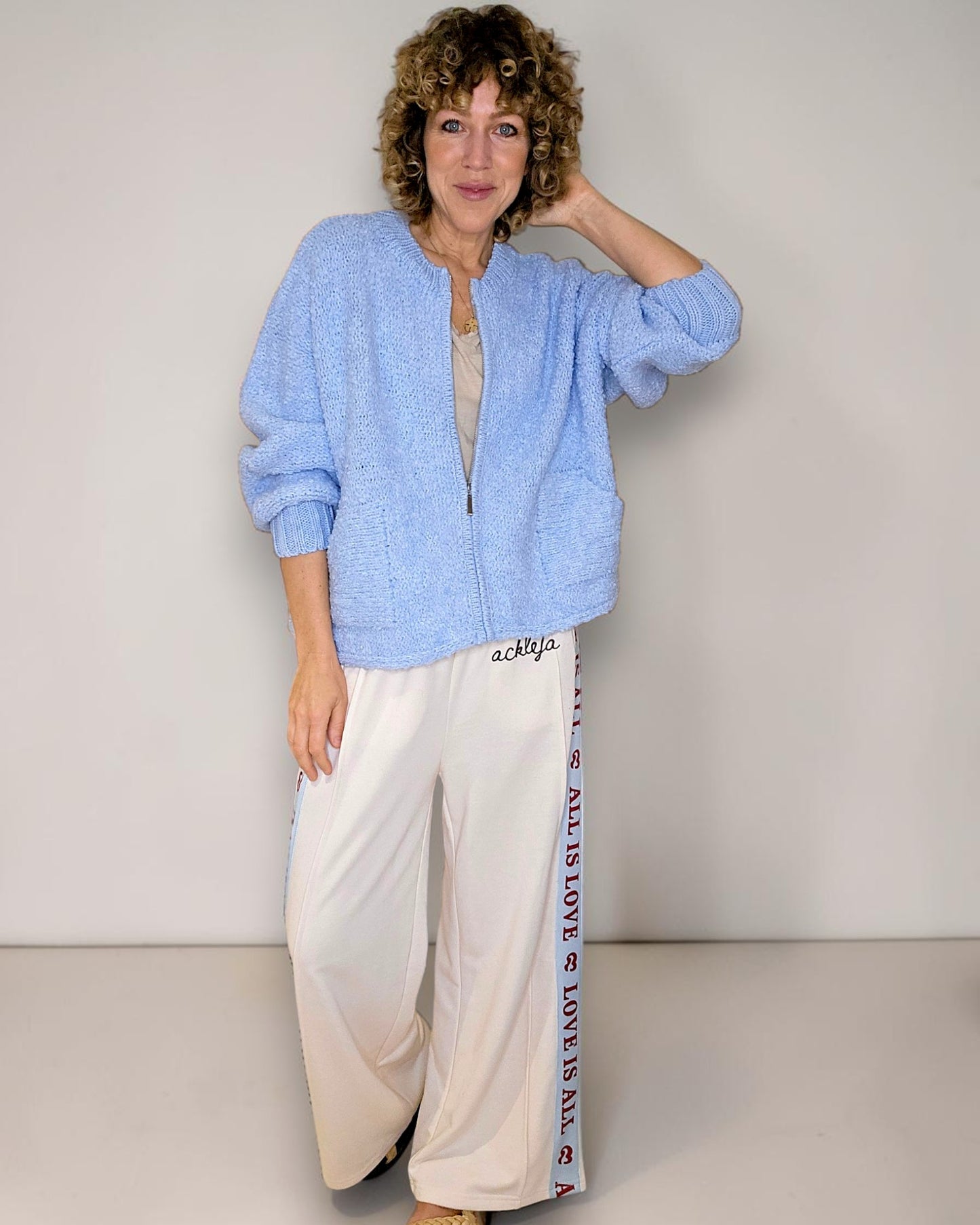 Baby Blue Chenille Zip Jkt