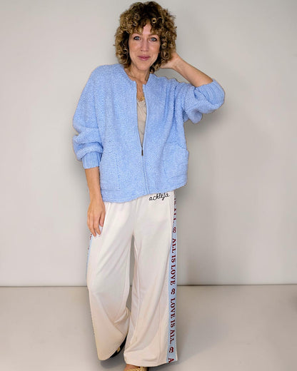 Baby Blue Chenille Zip Jkt