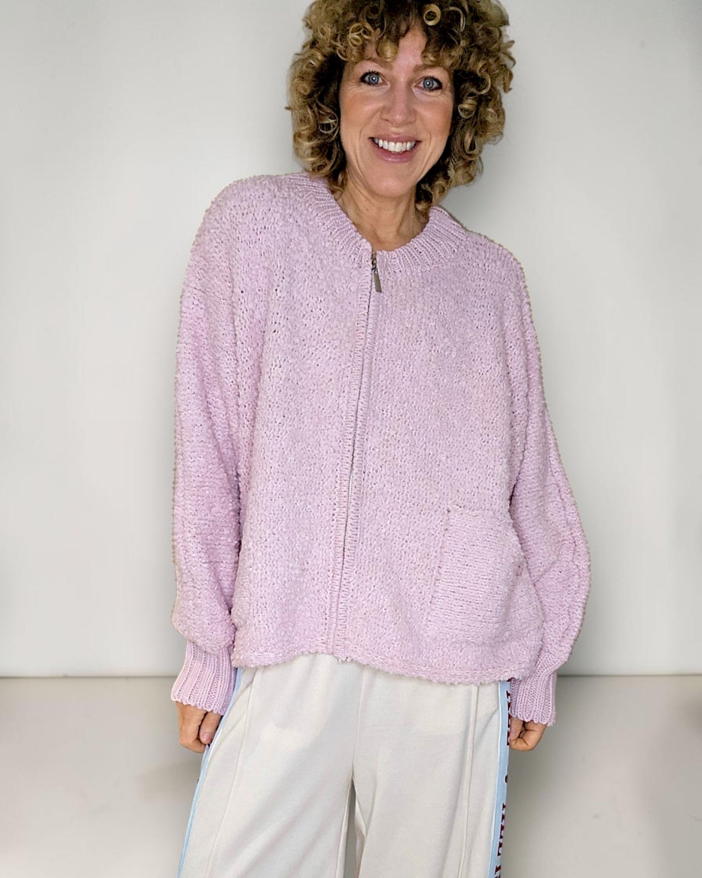 Baby Pink Chenille Zip Jkt