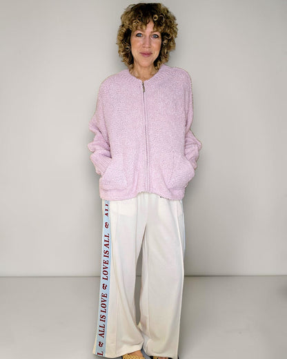Baby Pink Chenille Zip Jkt