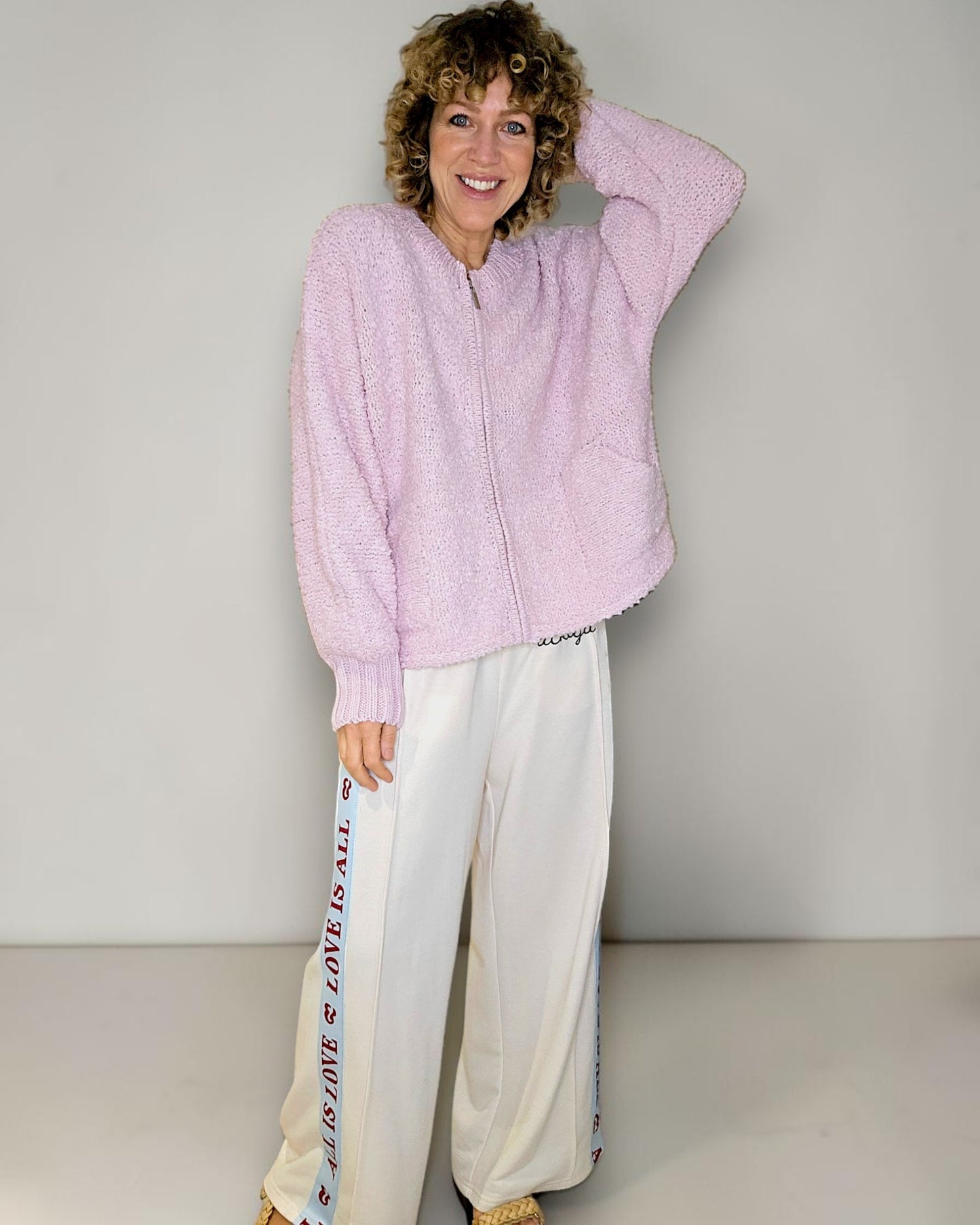 Baby Pink Chenille Zip Jkt