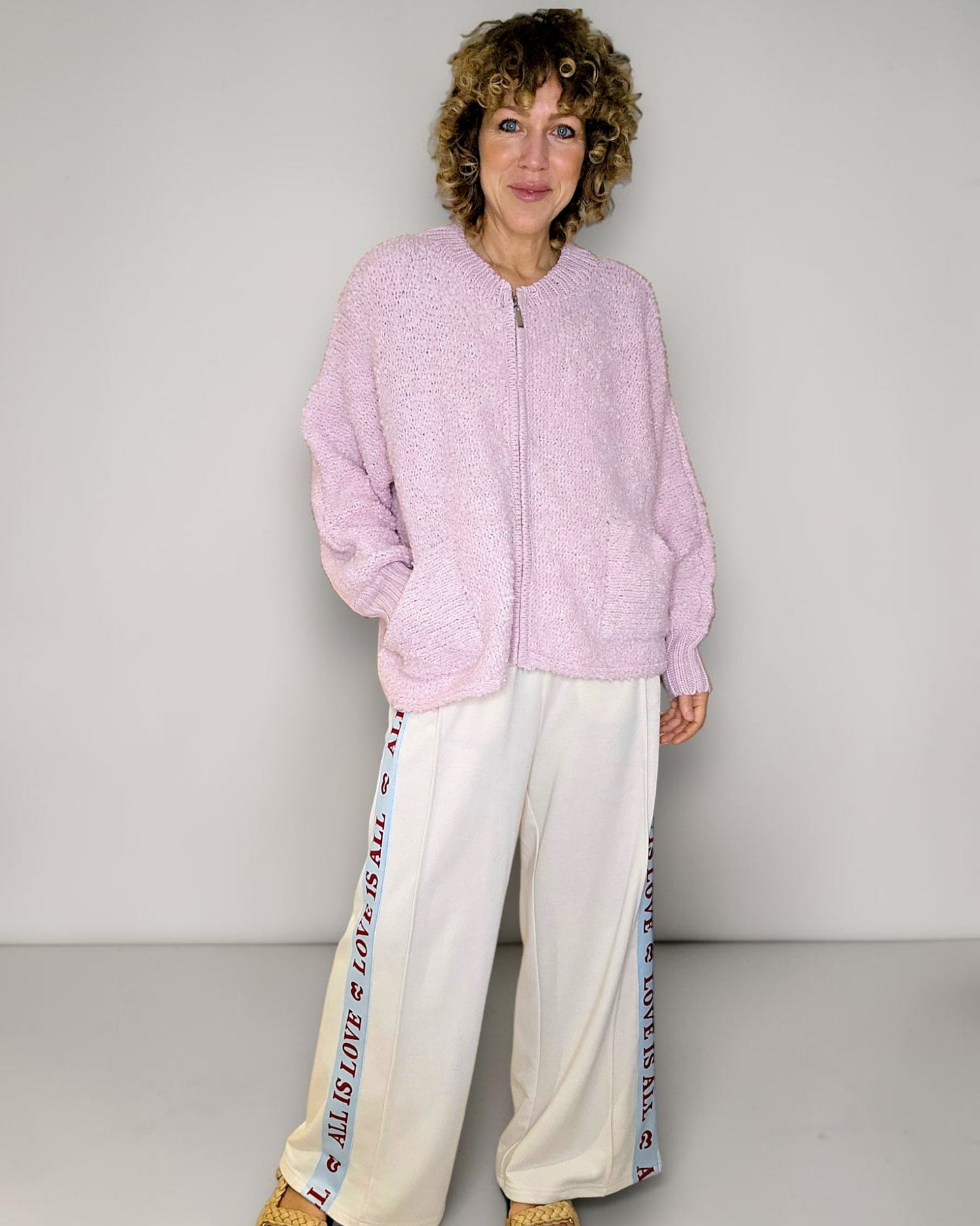 Baby Pink Chenille Zip Jkt